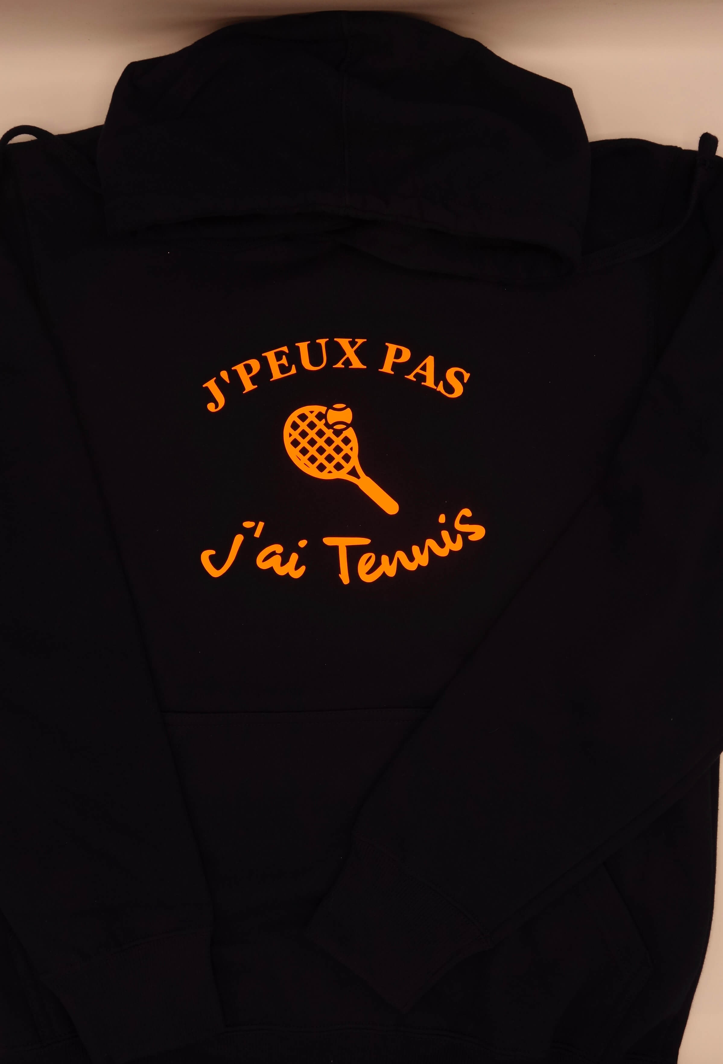 Sweat marine floqué orange fluo