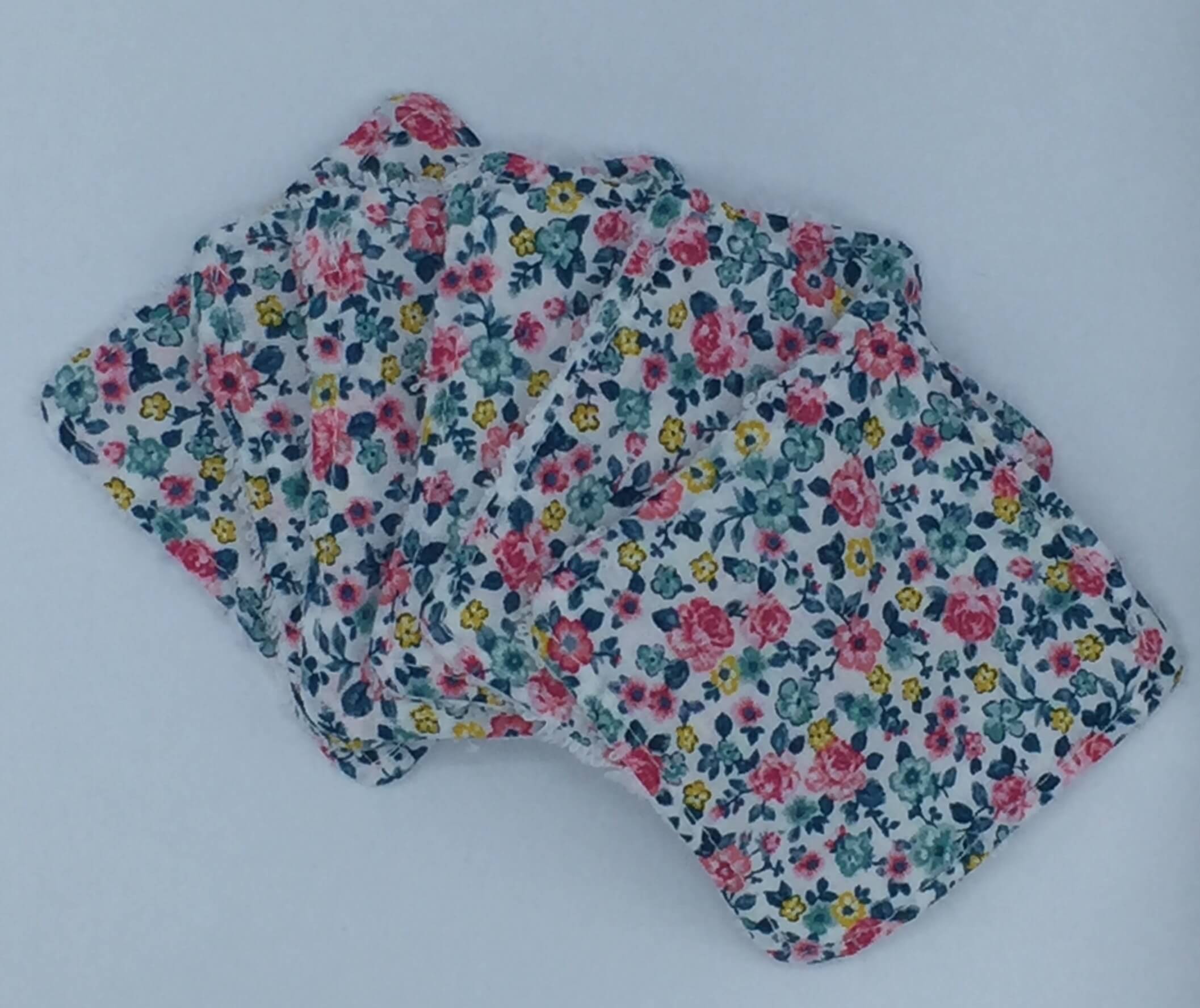 Coton démaquillant Fleurs turquoises et roses