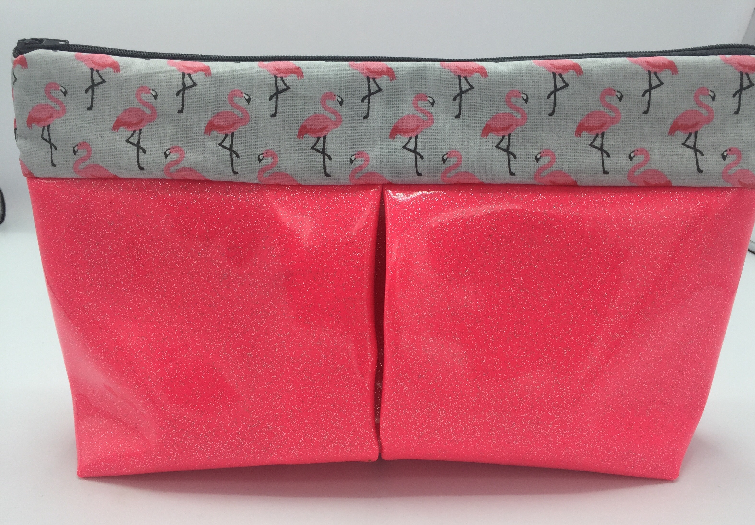 Trousse de toilette plissée paillettes roses